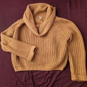 Camel Crop Cowel Neck Sweater